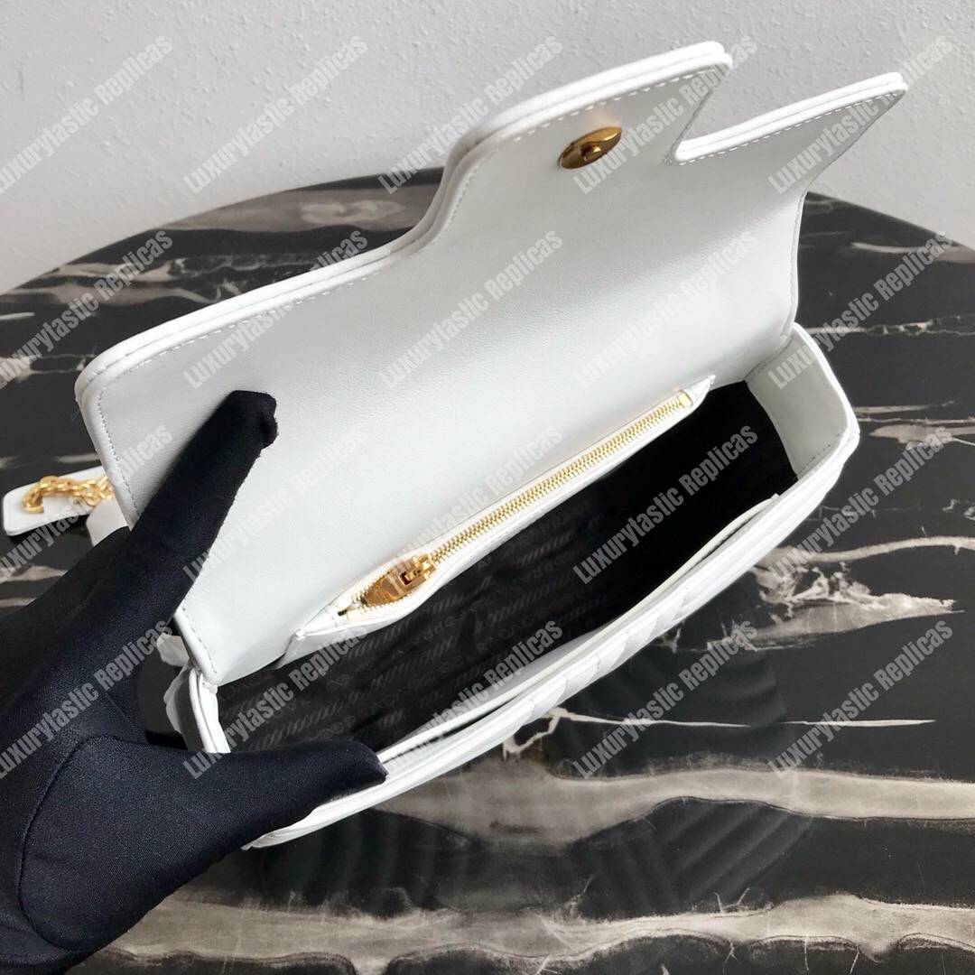 Pra*a diagramme medium leather bag white