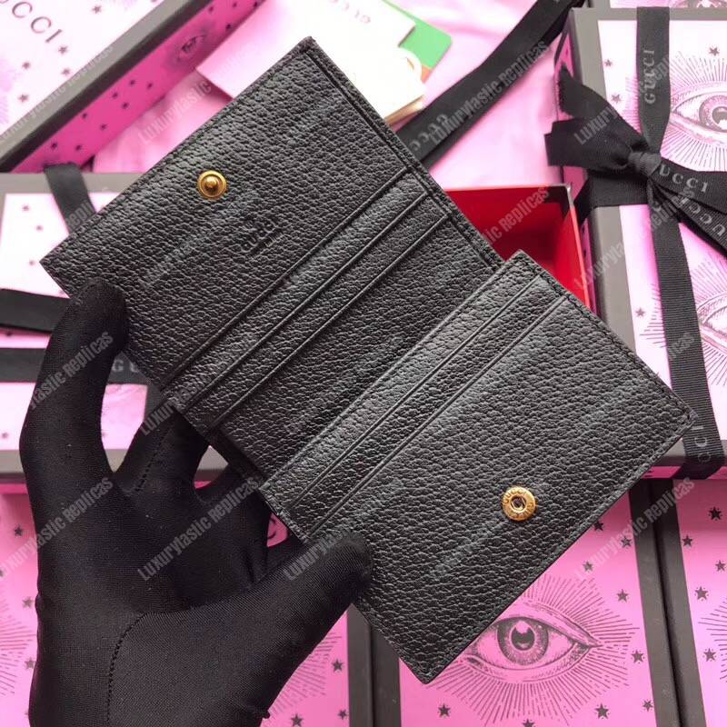 G*u*i embroidered leather card case black