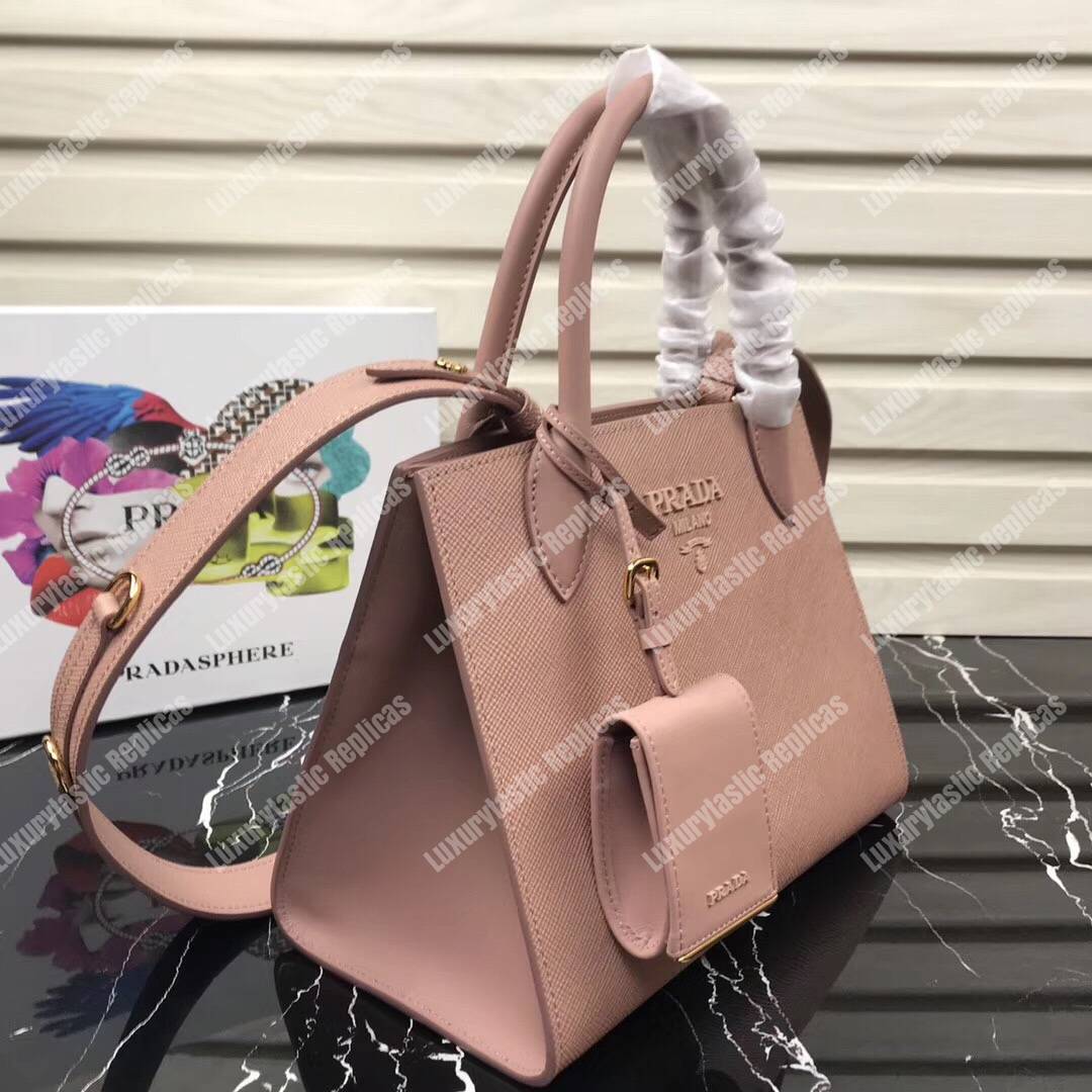 pra*a monoCh*0me saffiano leather bag magnolia