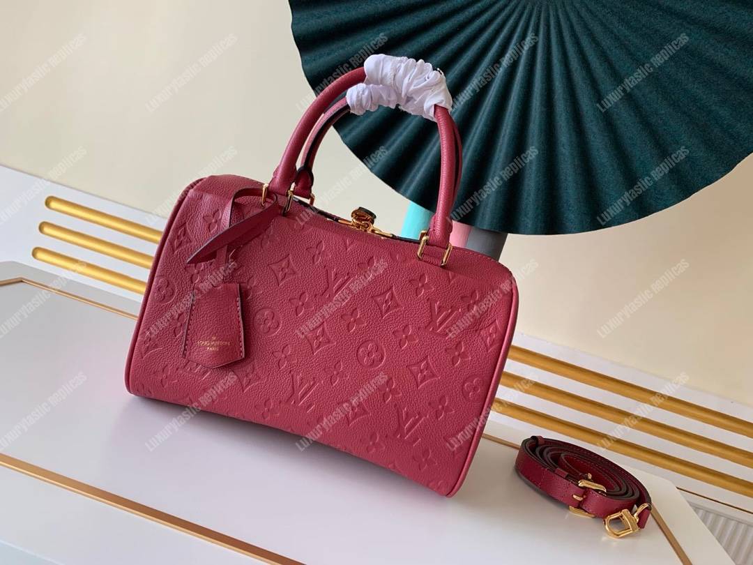 LV Speedy Bandouliere 25 Monogram Empreinte Leather Cherry Berry