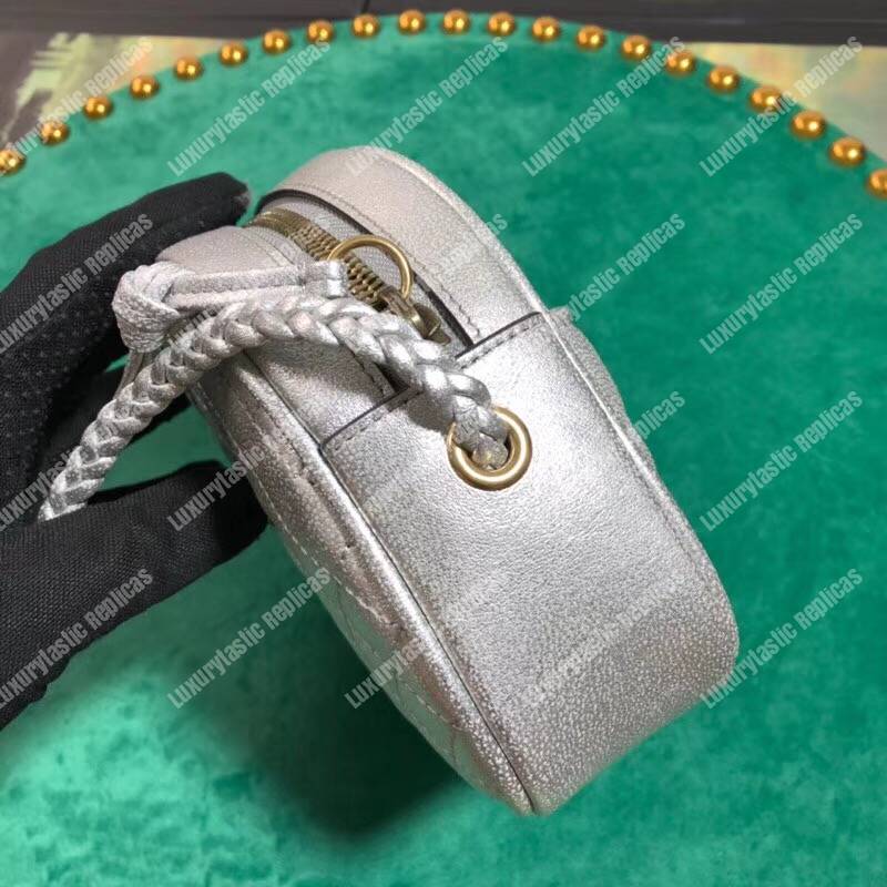 G*u*i laminated leather mini bag silver
