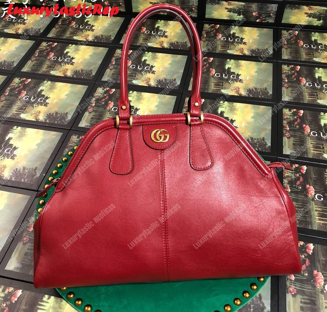G*u*i re(belle) large top handle tote leather red