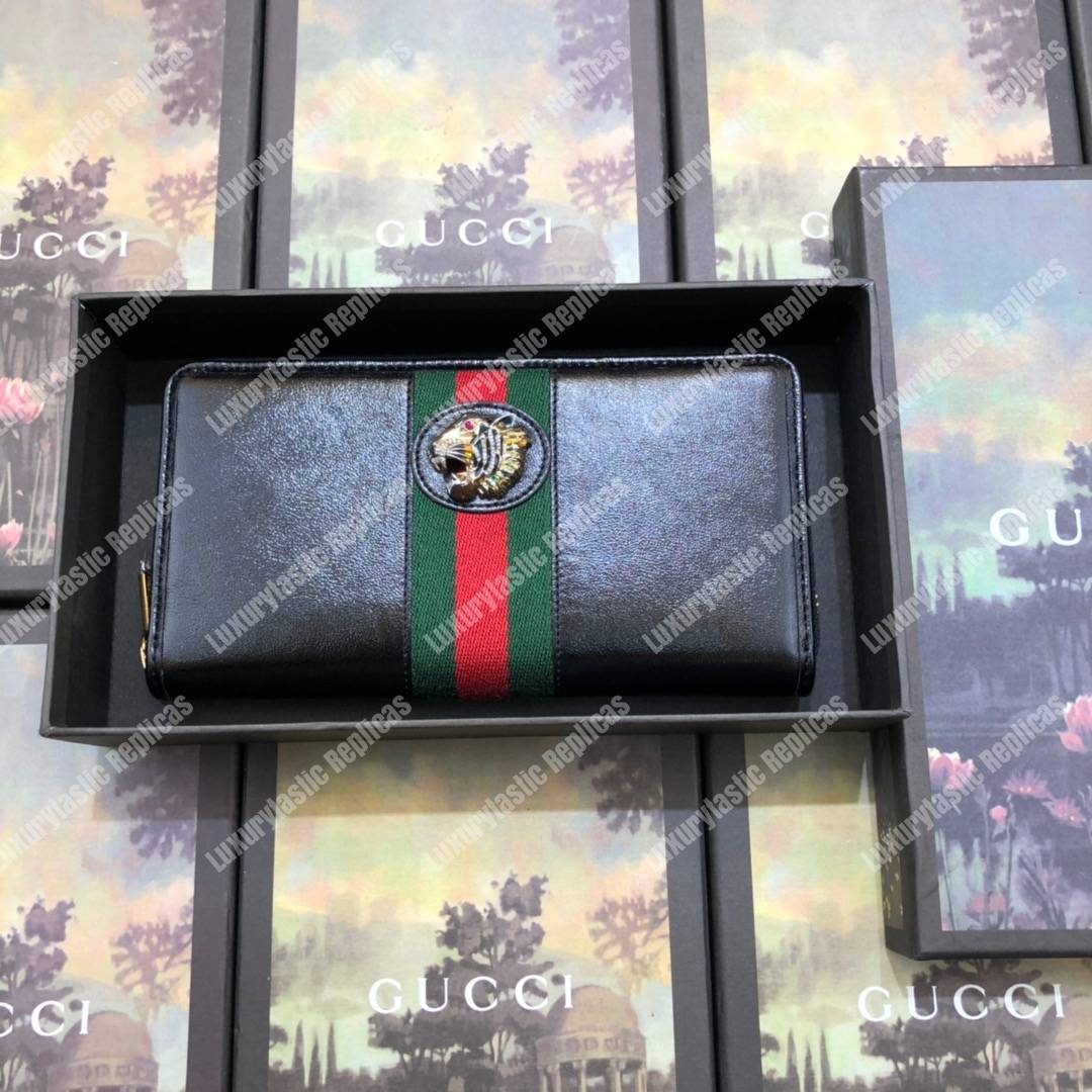 G*u*i rajah zip around wallet leather black