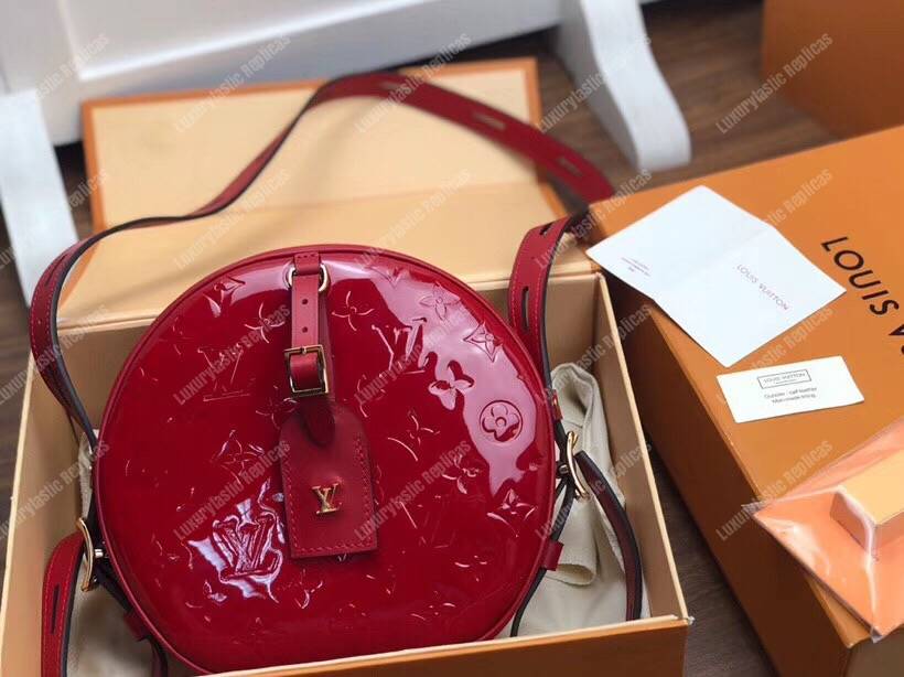 LV Boite Chapeau Souple Monogram Vernis Leather Rouge