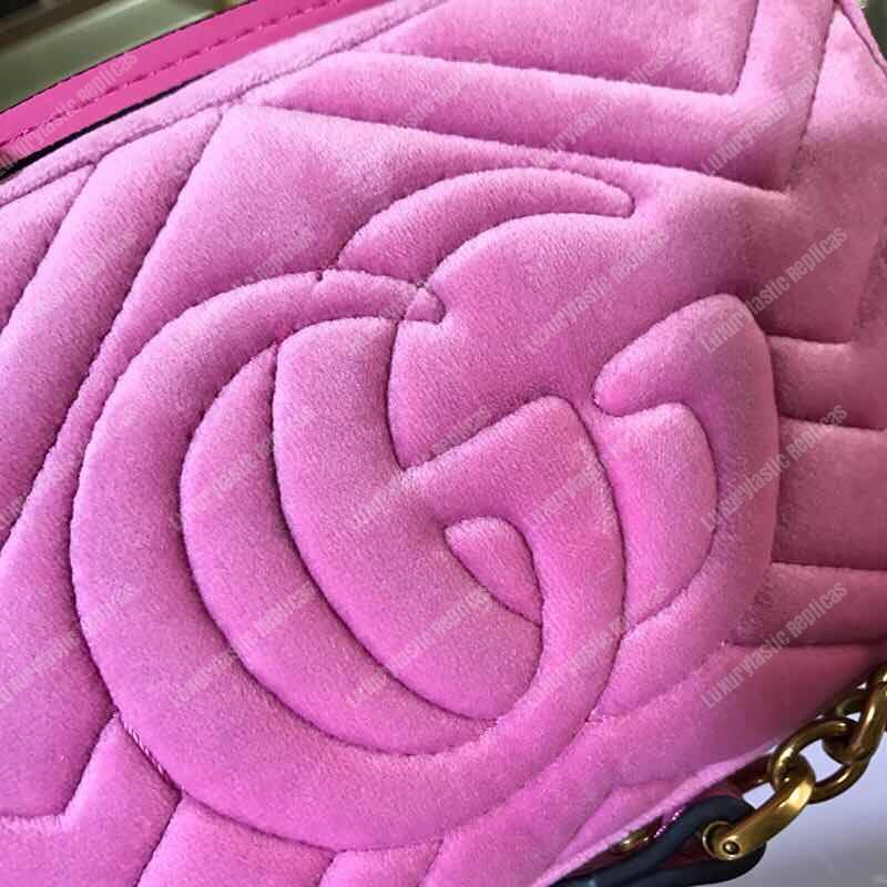 G*u*i gg marmont velvet small shoulder bag with crystals pink