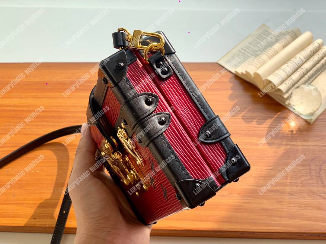 LV Petite Malle Epi Leather Coquelicot