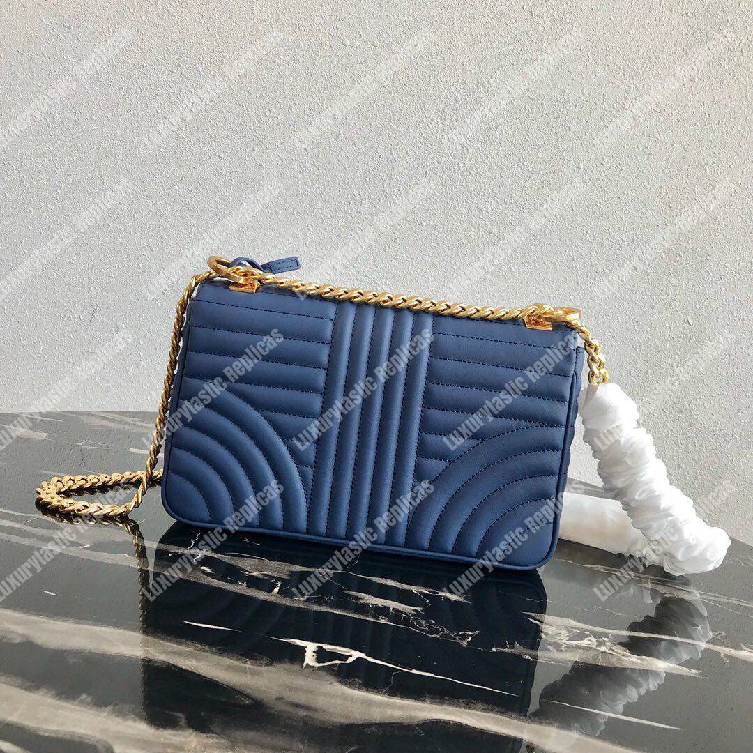 Pra*a diagramme medium leather bag dark blue