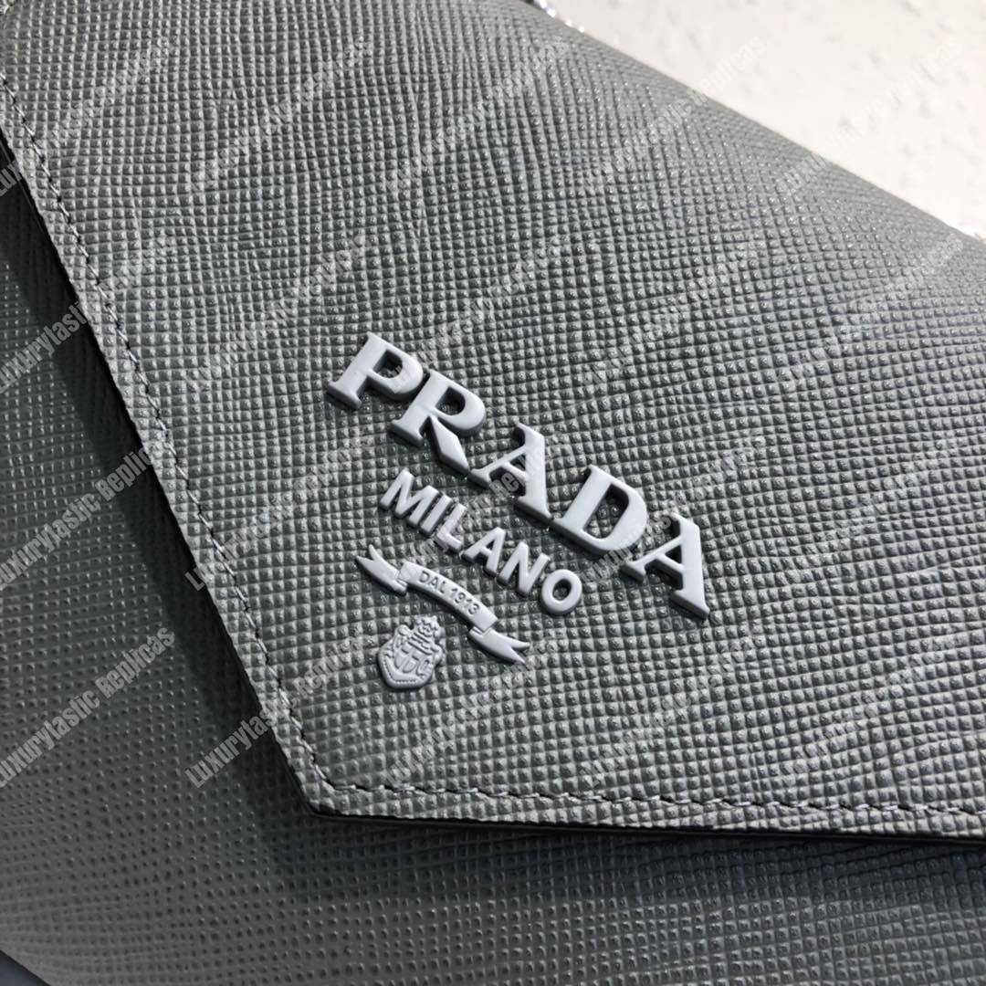 pra*a monoCh*0me saffiano leather bag dark grey