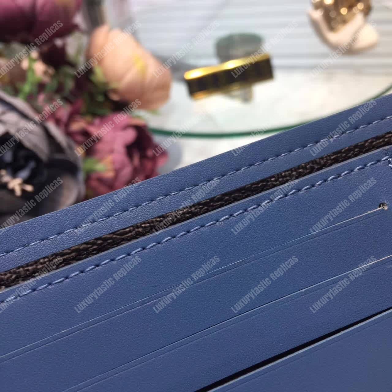 LV Multiple Wallet Damier Graphite Canvas Blue Neon
