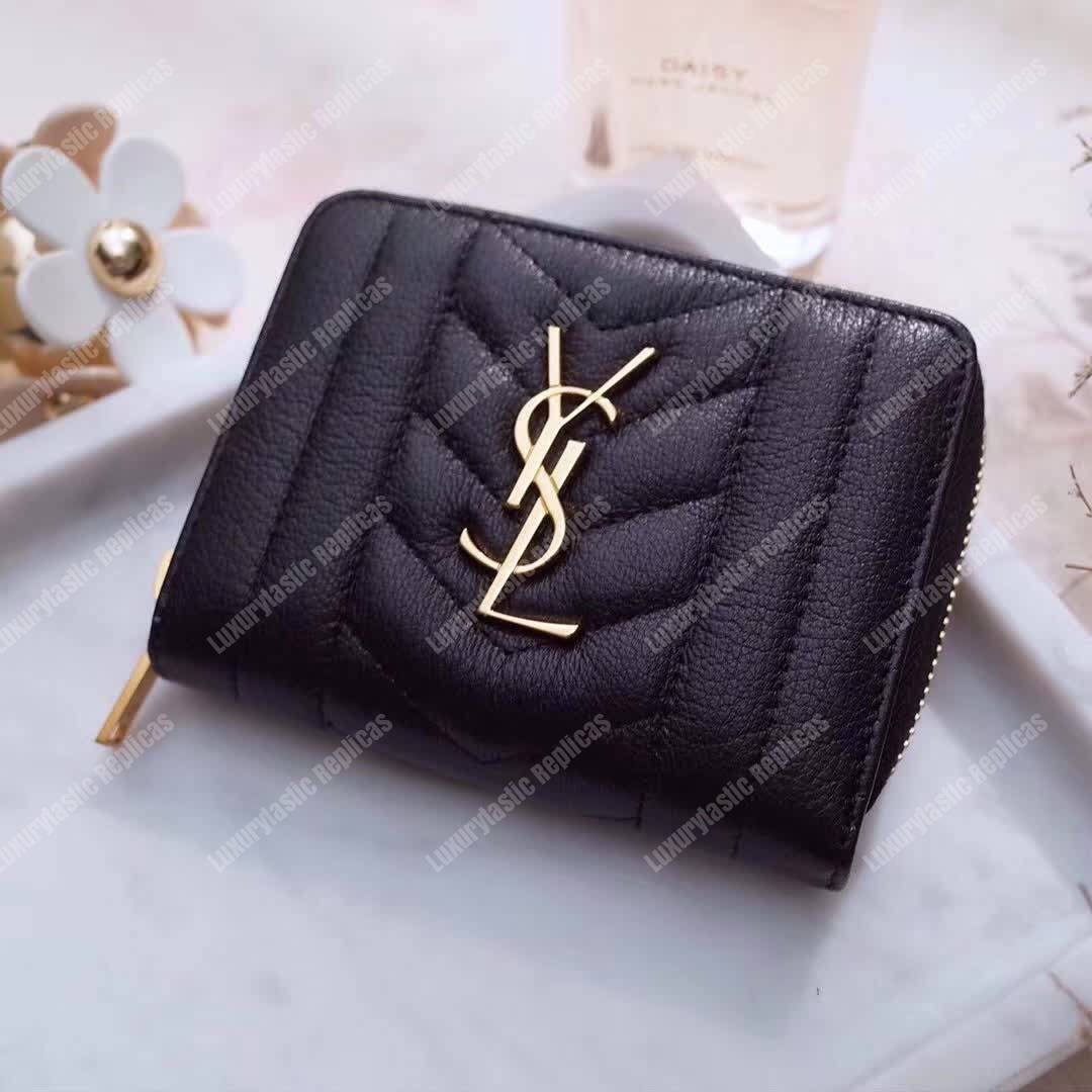 Saint Laurent Compact Zip Around Wallet Black