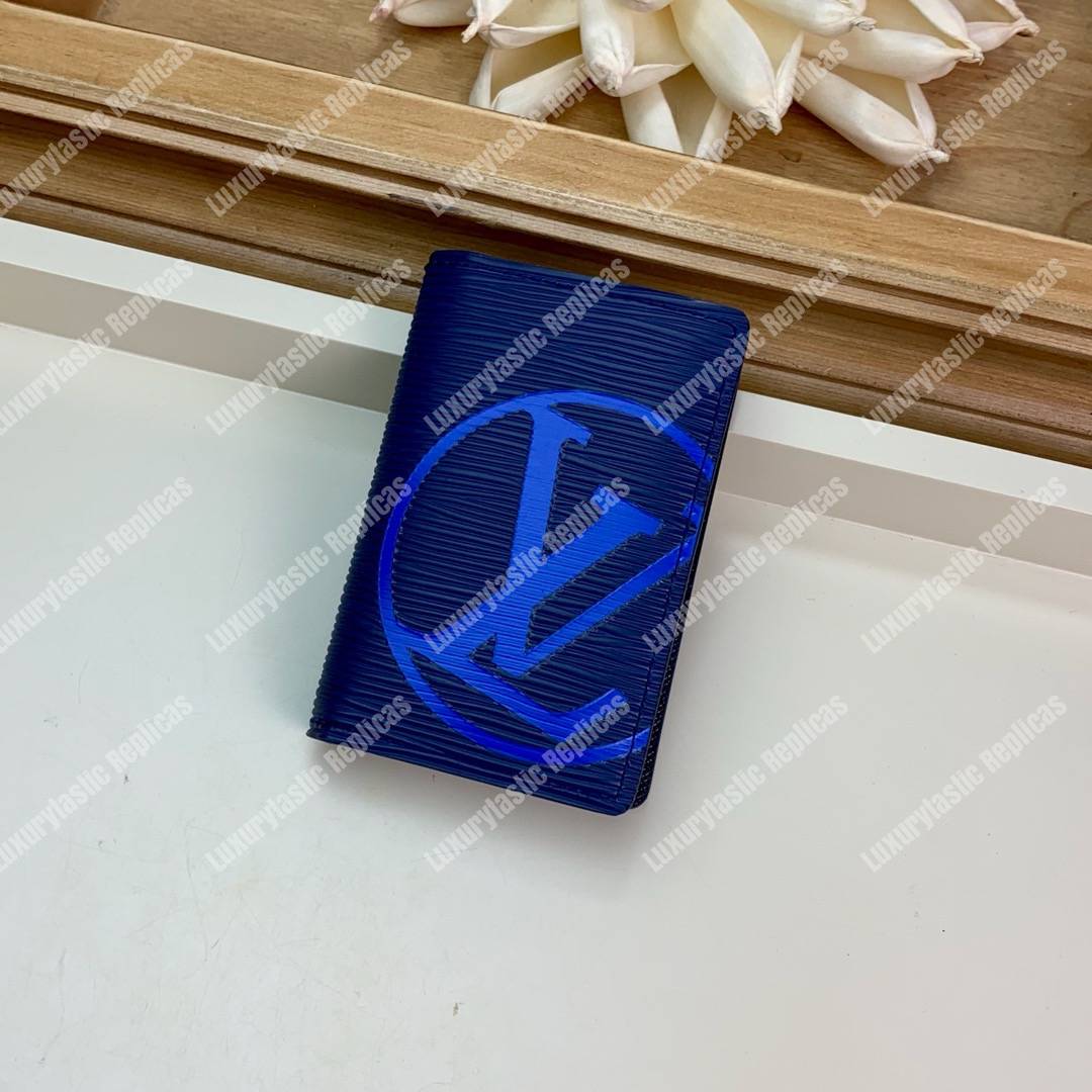 LV Pocket Organizer Epi Leather Marine Bleu Initals
