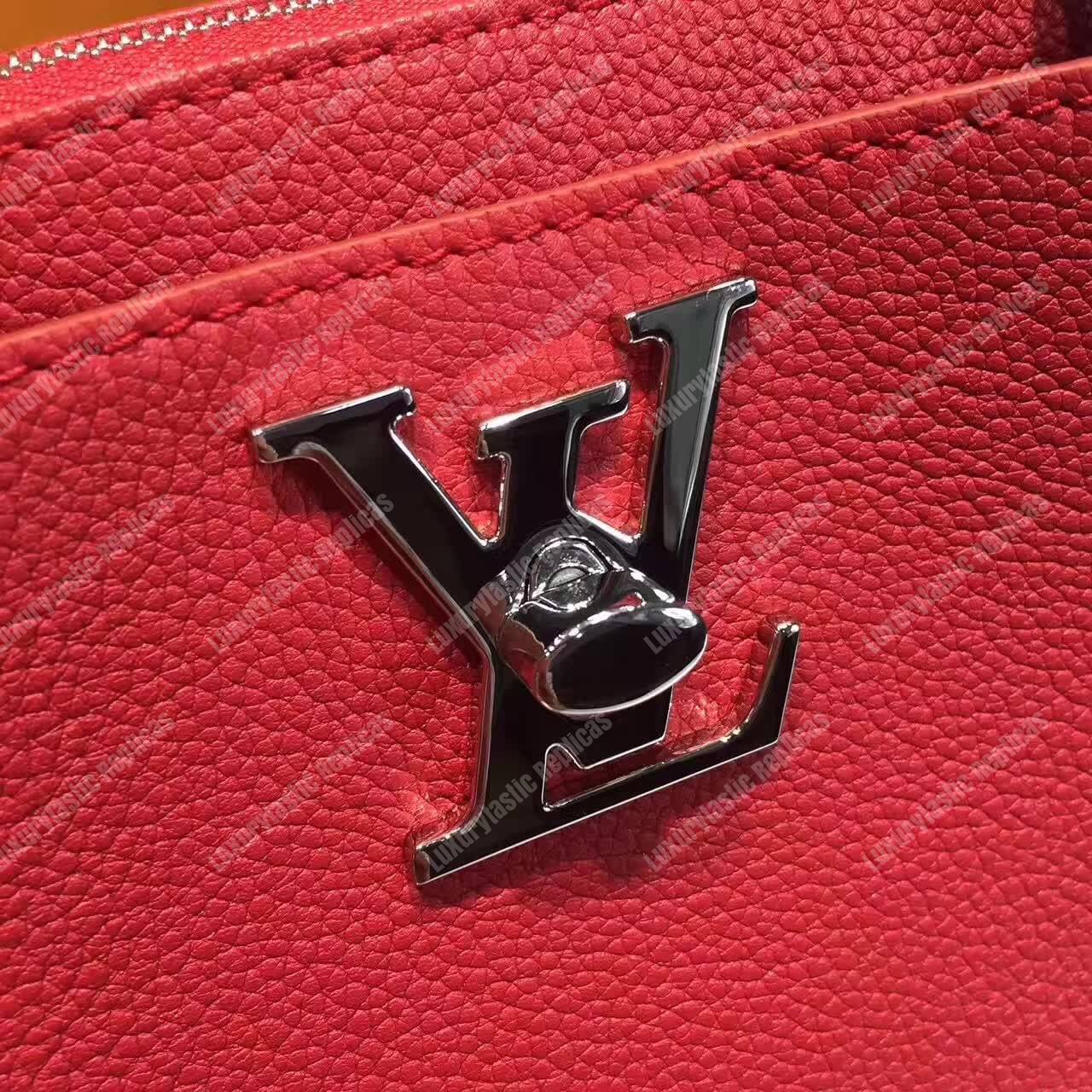 LV Lockmeto Handbag Luxury Leather Rubis