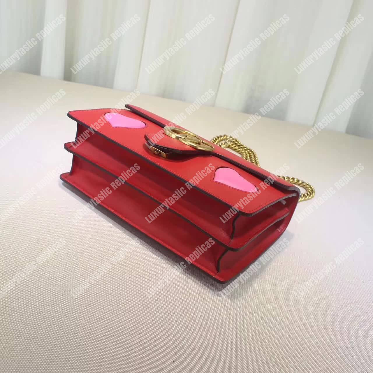 g*u*i gg marmont leather shoulder bag He**ts red