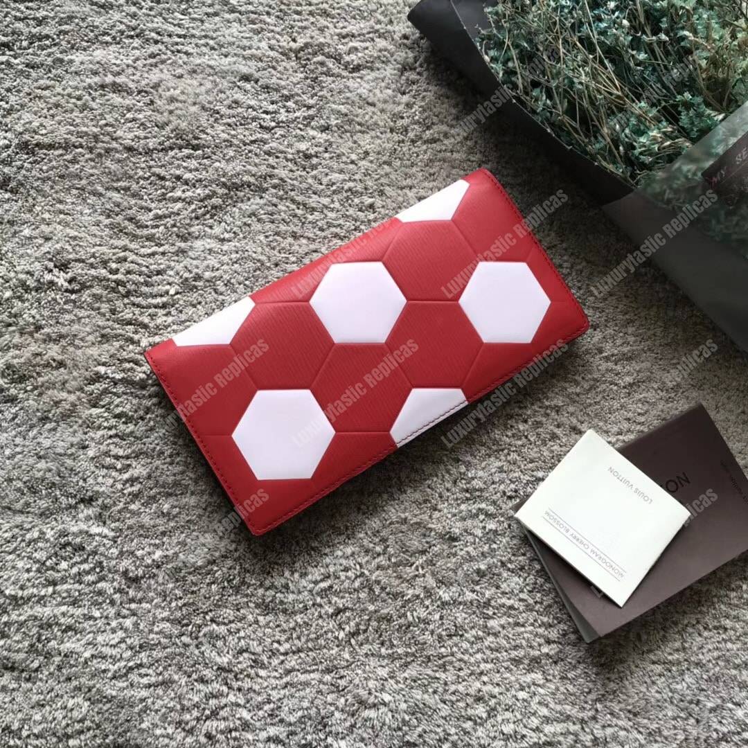LV Brazza Wallet Epi Leather Hexagon Red