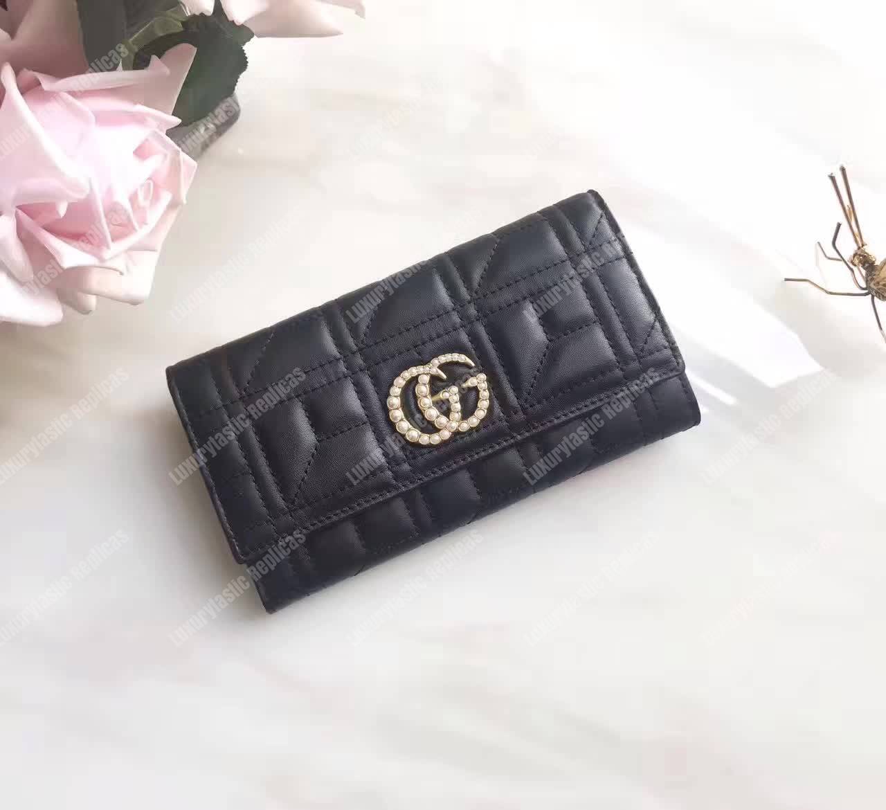 G*u*i gg marmont quilted continental wallet black