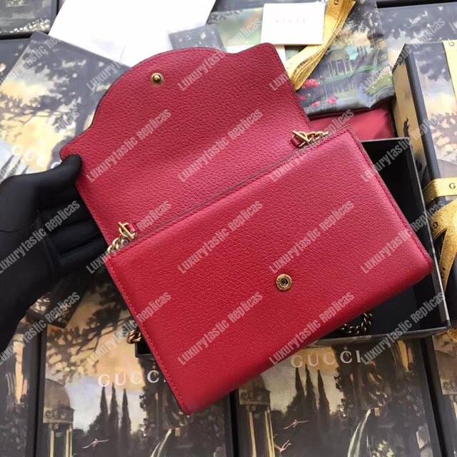 G*u*i embroidered leather mini shoulder bag red