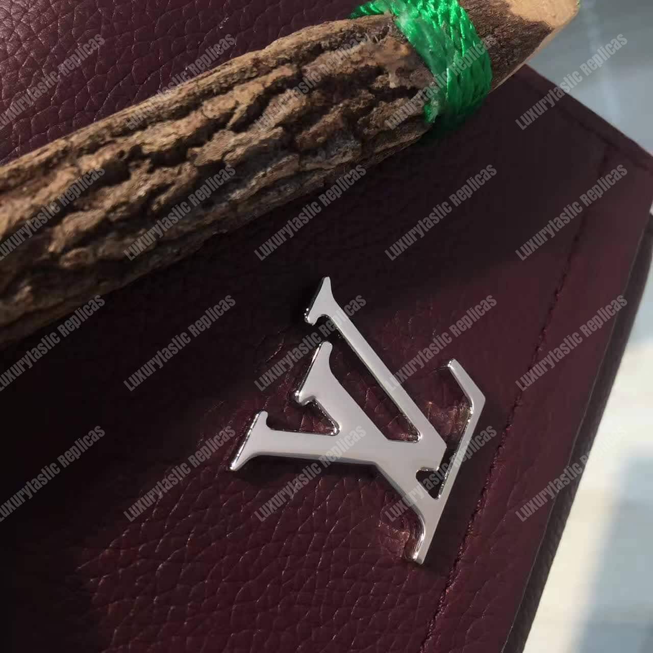 LV LockMe II Compact Wallet Taurillon Leather Prune