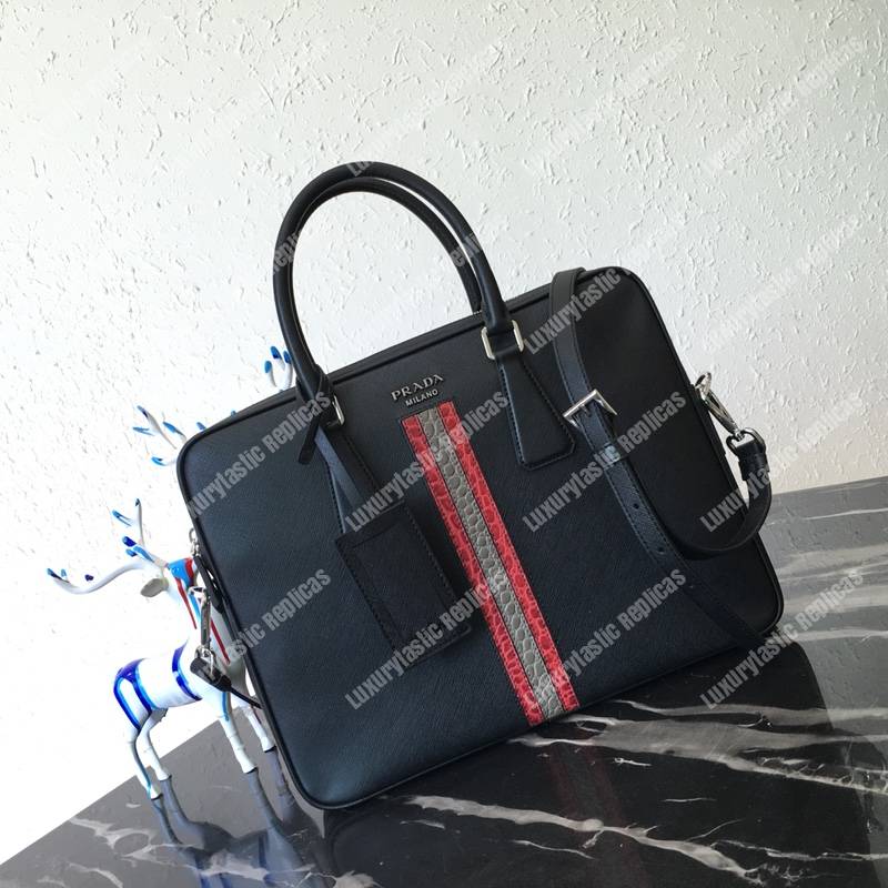 Pra*a saffiano leather work bag red