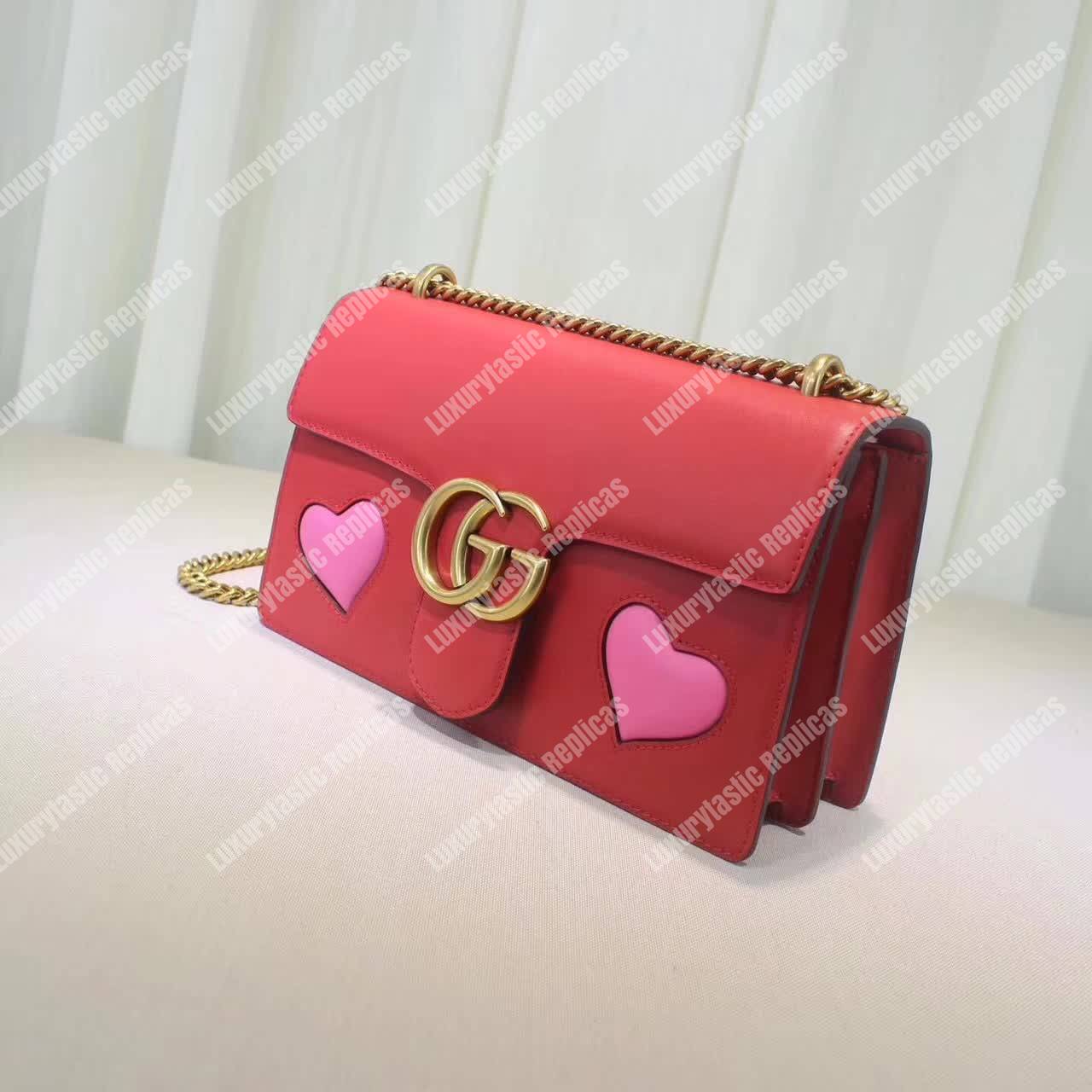 g*u*i gg marmont leather shoulder bag He**ts red