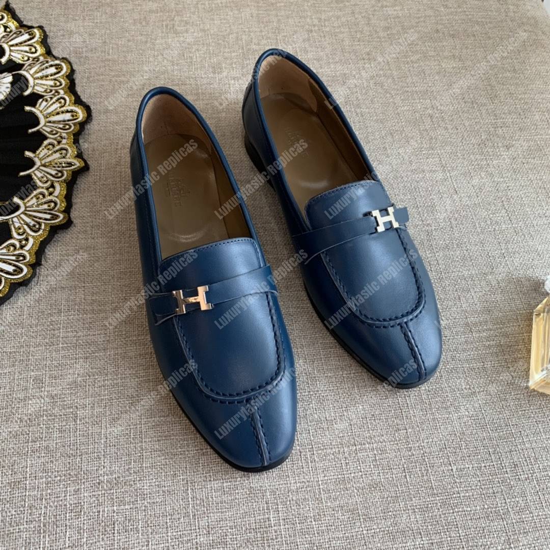 H**mes h buckle loafer bleu maritime
