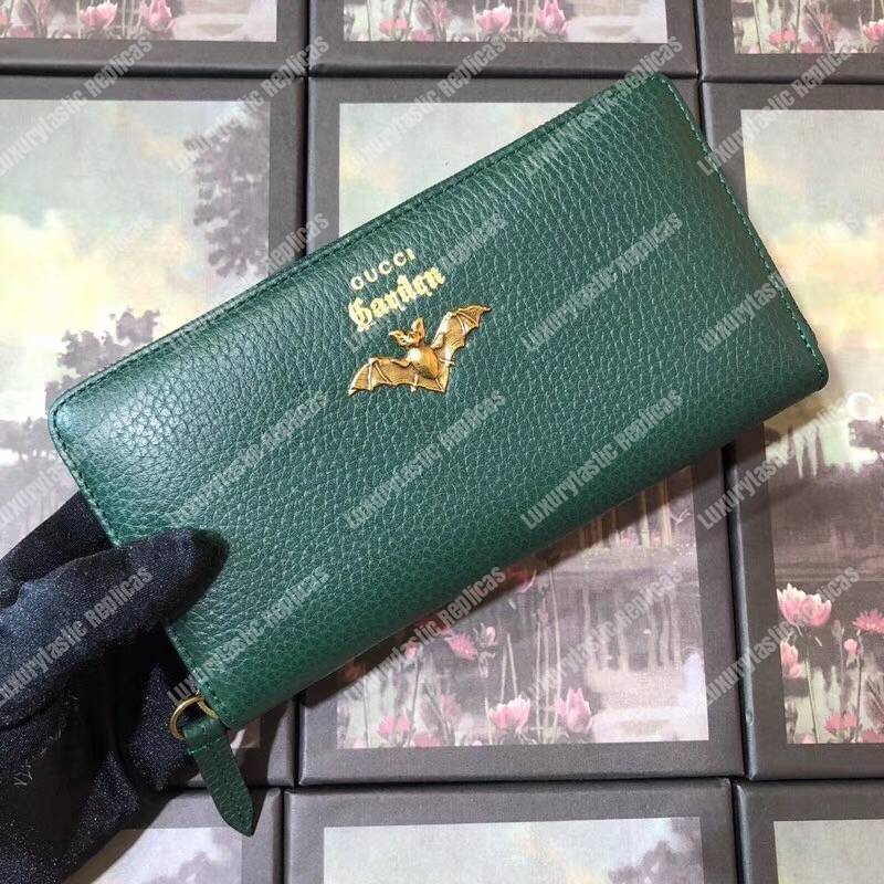 G*u*i garden leather zip around wallet green with bat
