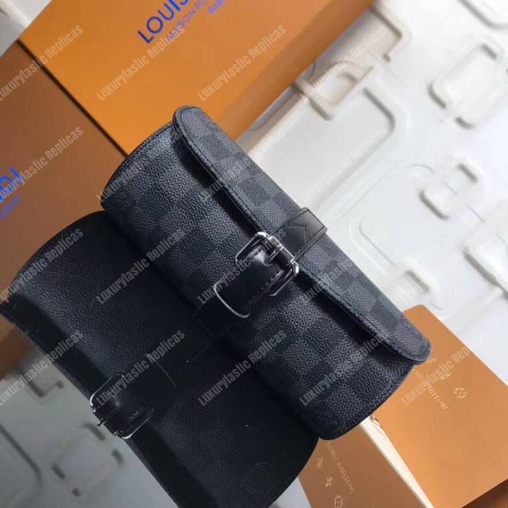 LV 3 Watch Case Damier Graphite Canvas