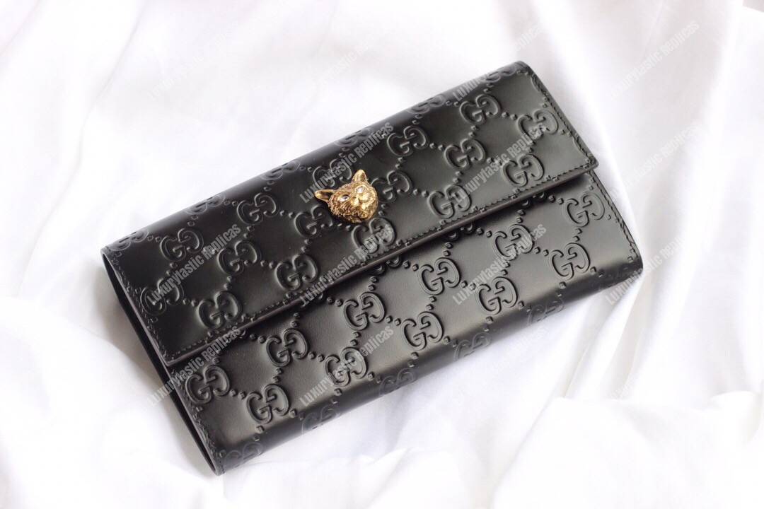 G*u*i signature continental wallet with cat