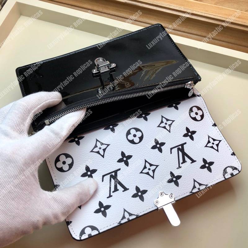 LV Cherrywood Chain Wallet Patent Leather Monogram Noir