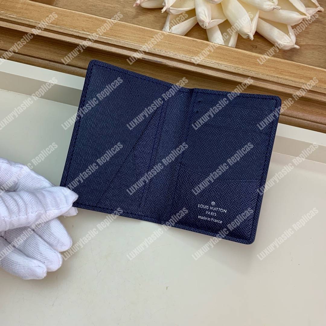 LV Pocket Organizer Epi Leather Marine Bleu Initals