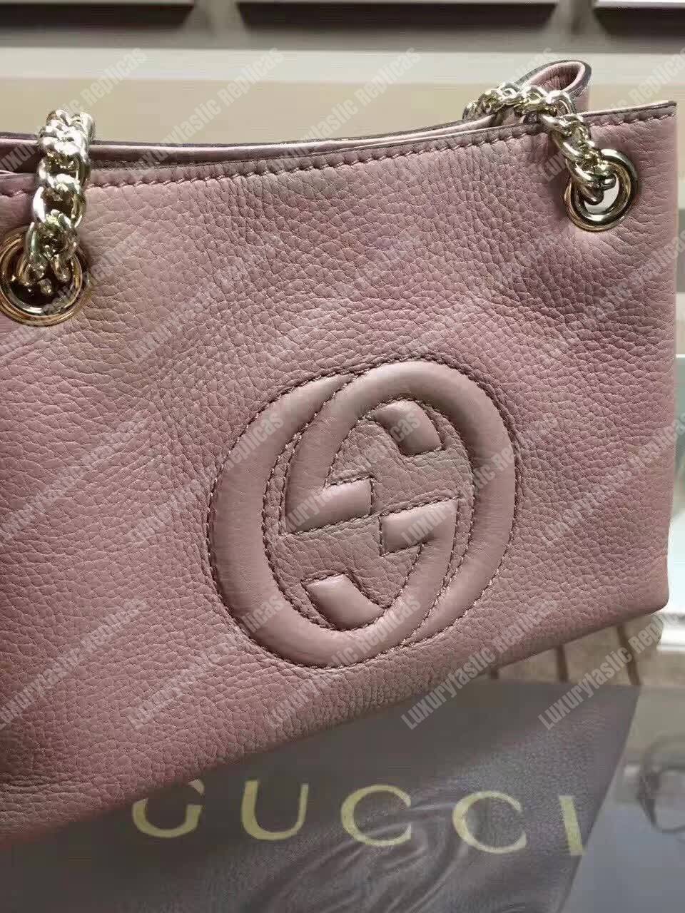 G*u*i soho leather chain strap shoulder bag pink