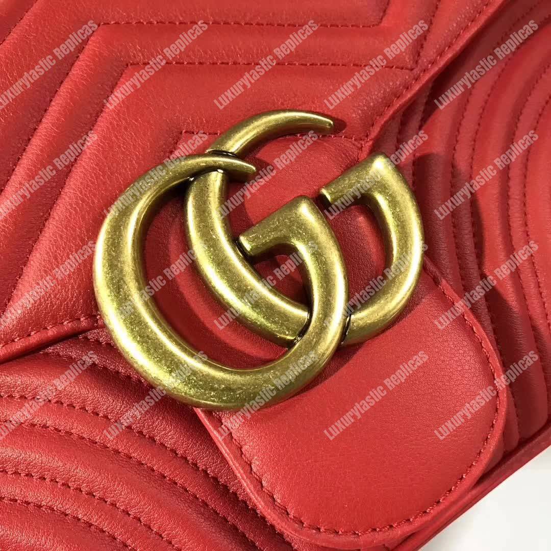 G*u*i gg marmont medium matelasse shoulder bag hibiscus red