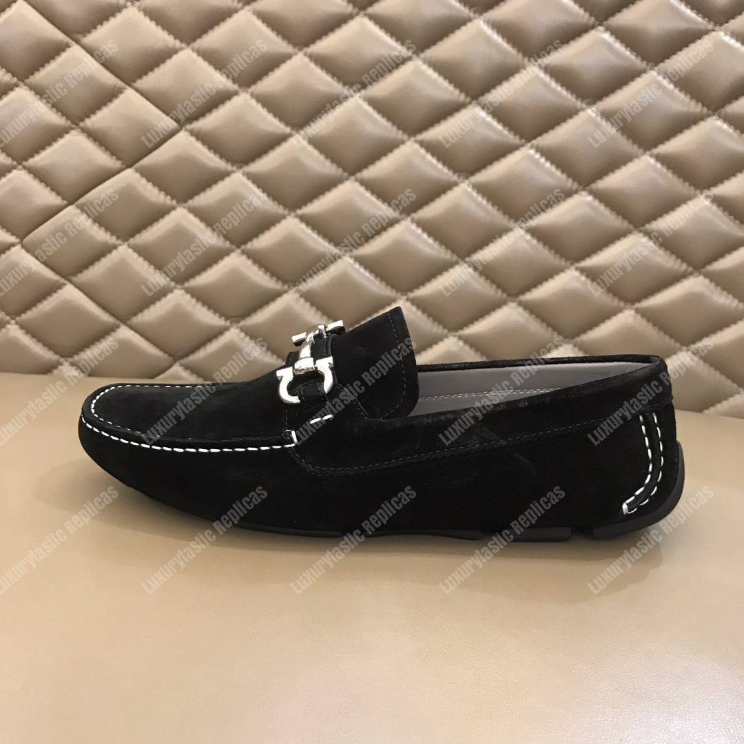 Salvatore Ferragamo Gancini Driving Shoe Black