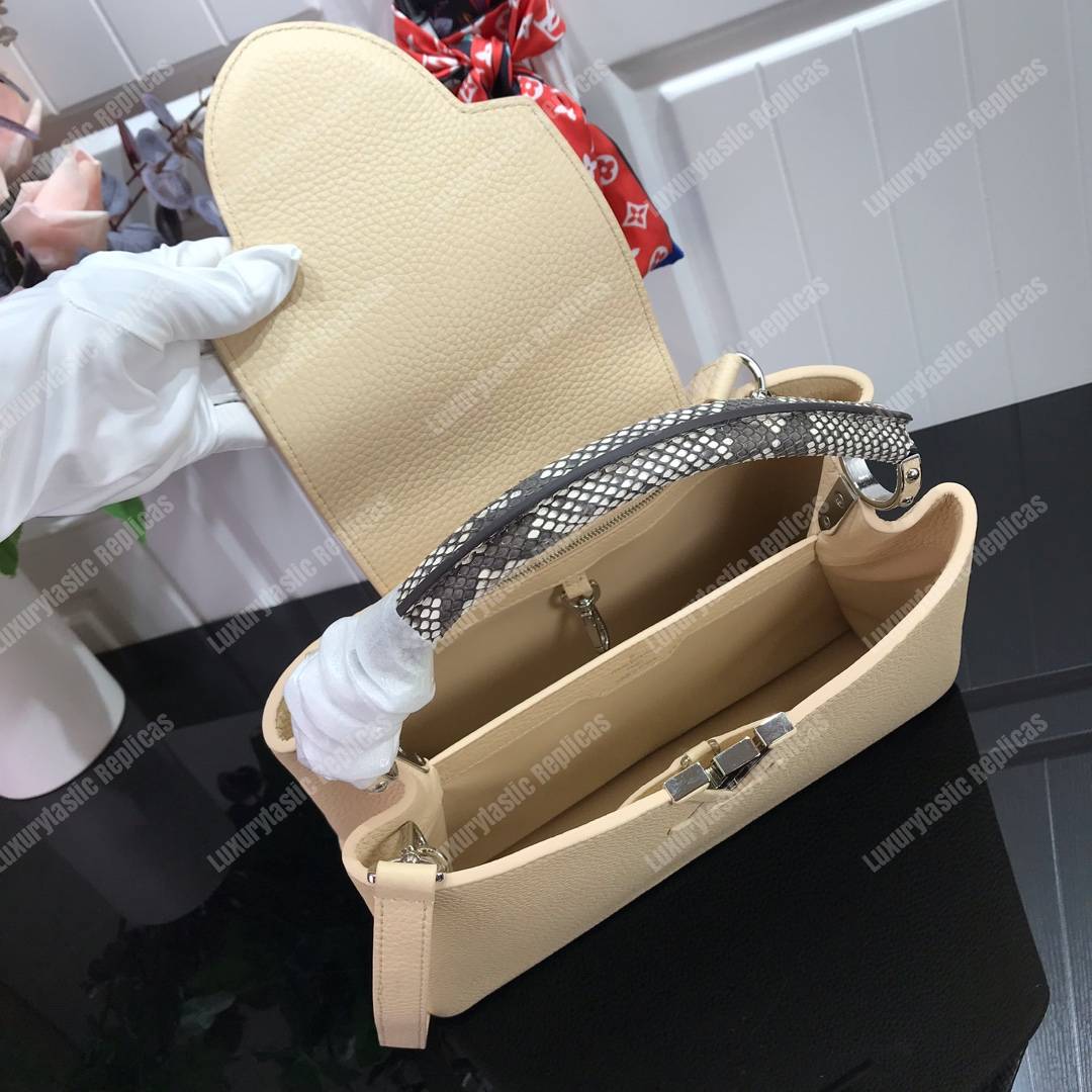 LV Capucines BB Taurillon Leather Python Galet Gray