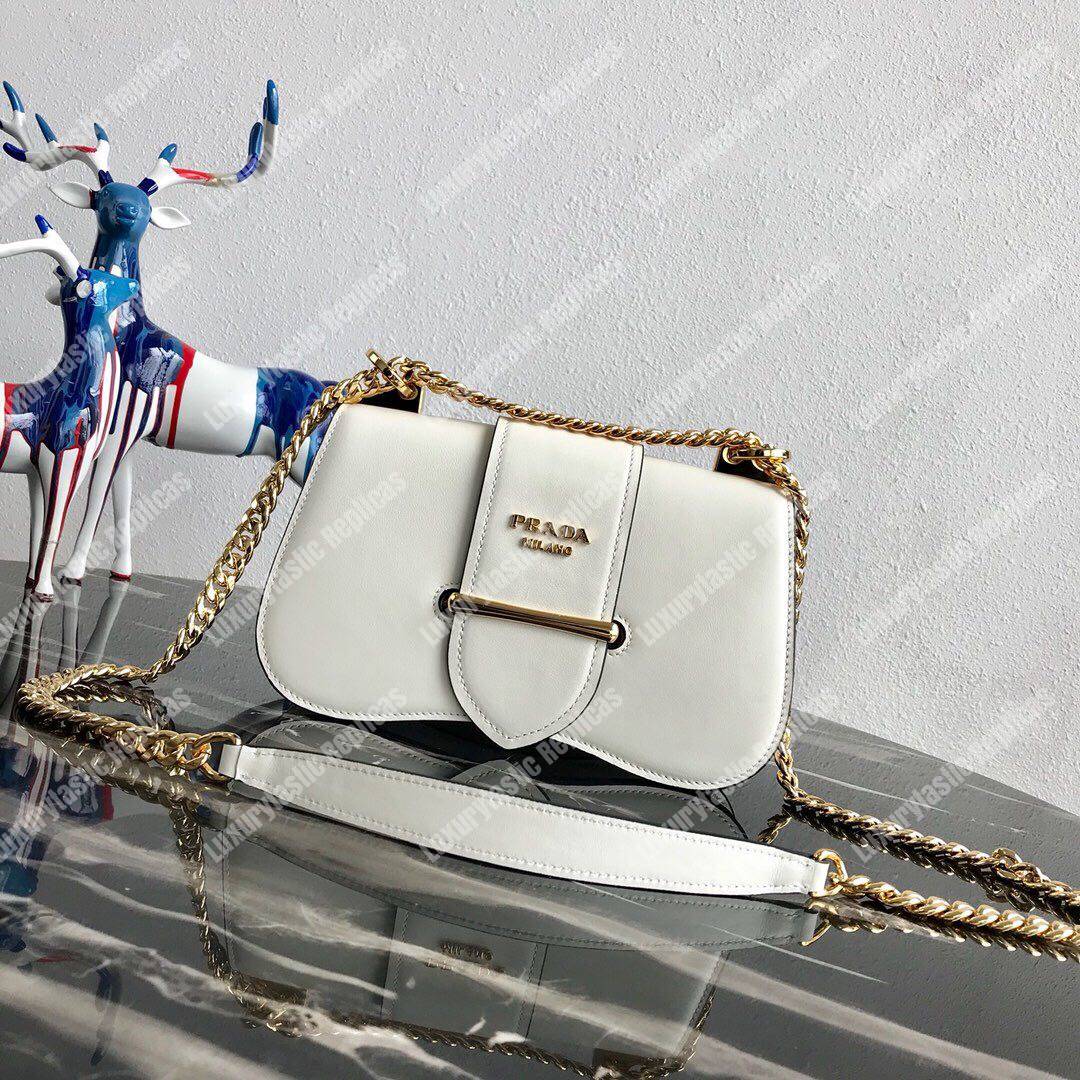 Pra*a sidonie leather shoulder bag white