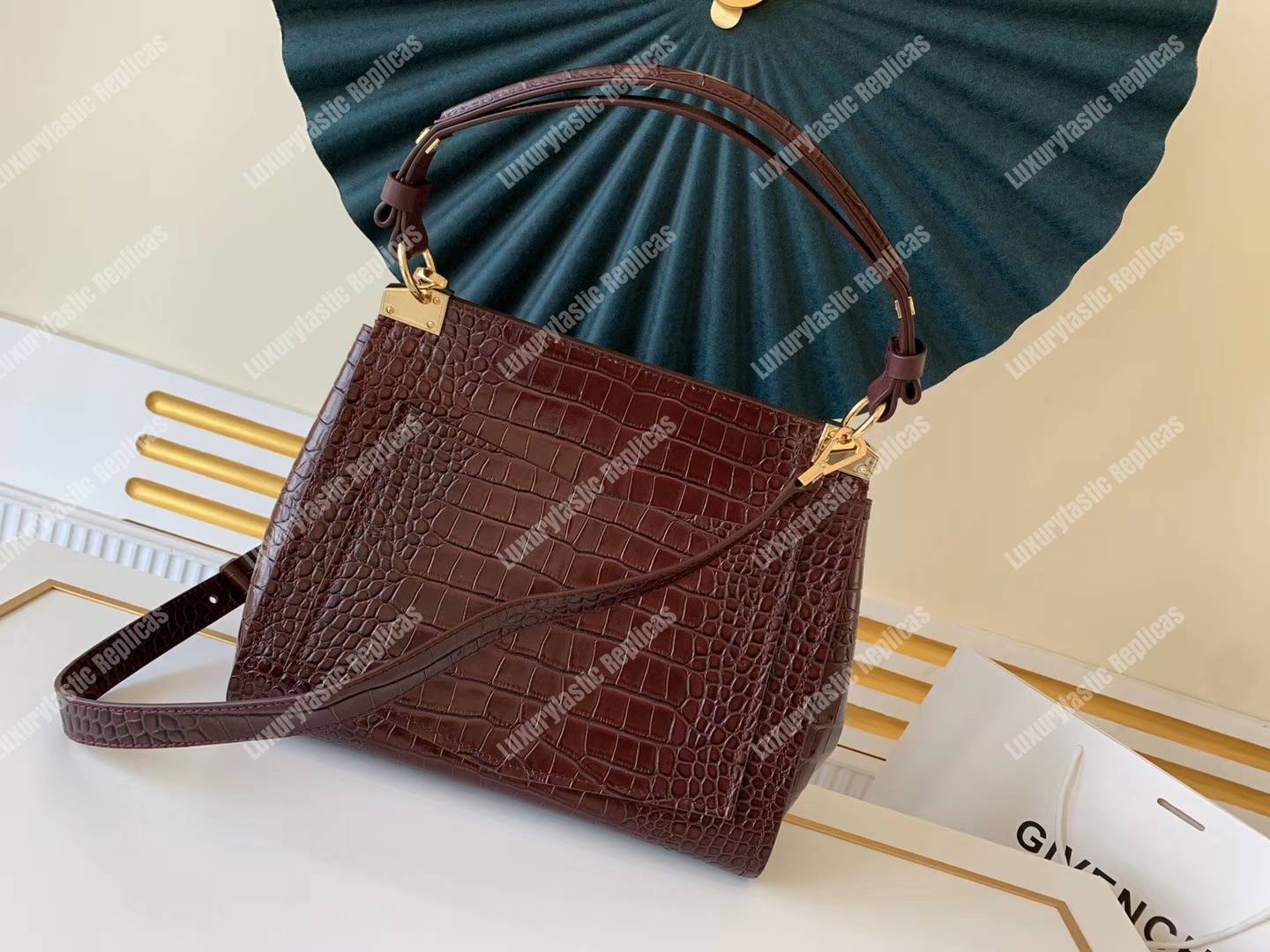 Givenchy Medium Mystic Bag In Crocodile-Effect Leather Brown