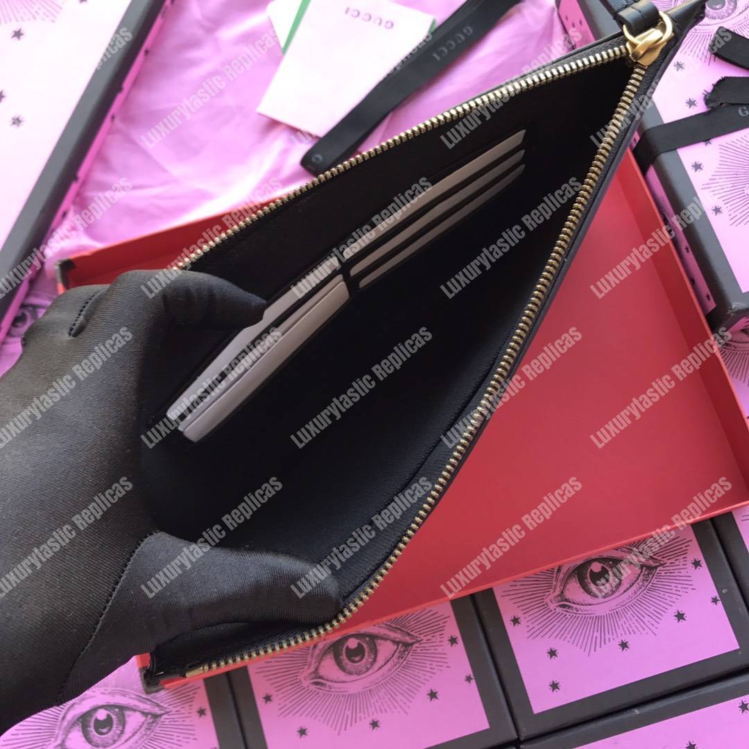 g*u*i G*u*iy print leather pouch bag black