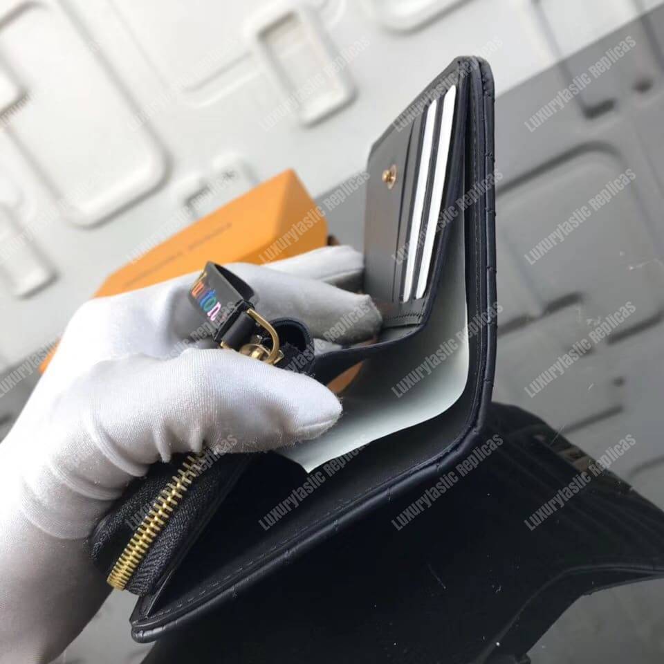 LV New Wave Zipped Compact Wallet Black