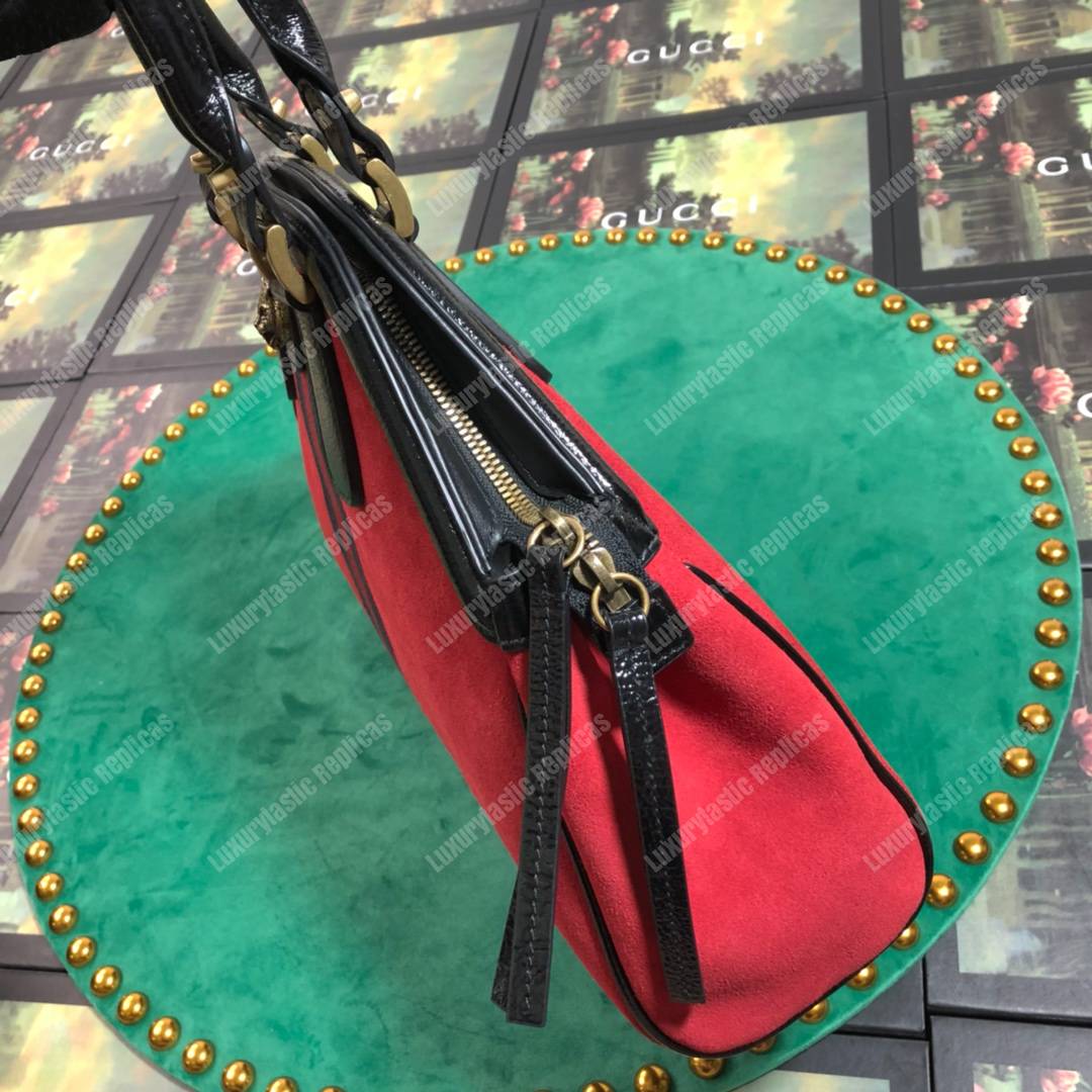 G*u*i re(belle) medium shoulder bag suede red
