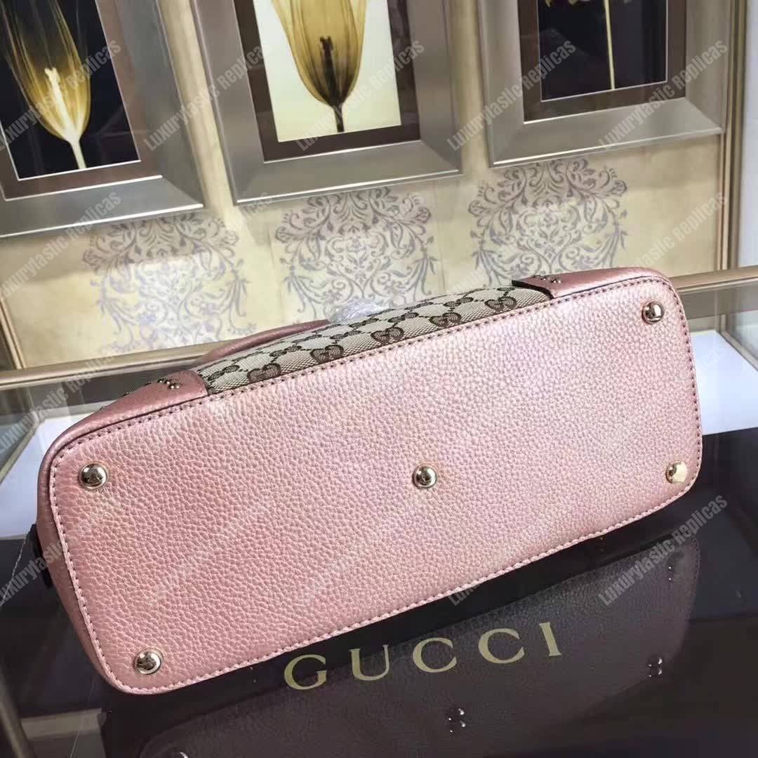 G*u*i gg canvas top handle bag light pink