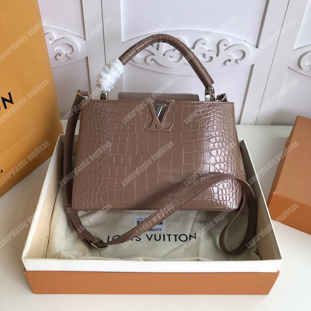 LV Capuccines PM Crocodilien Mat Taupe