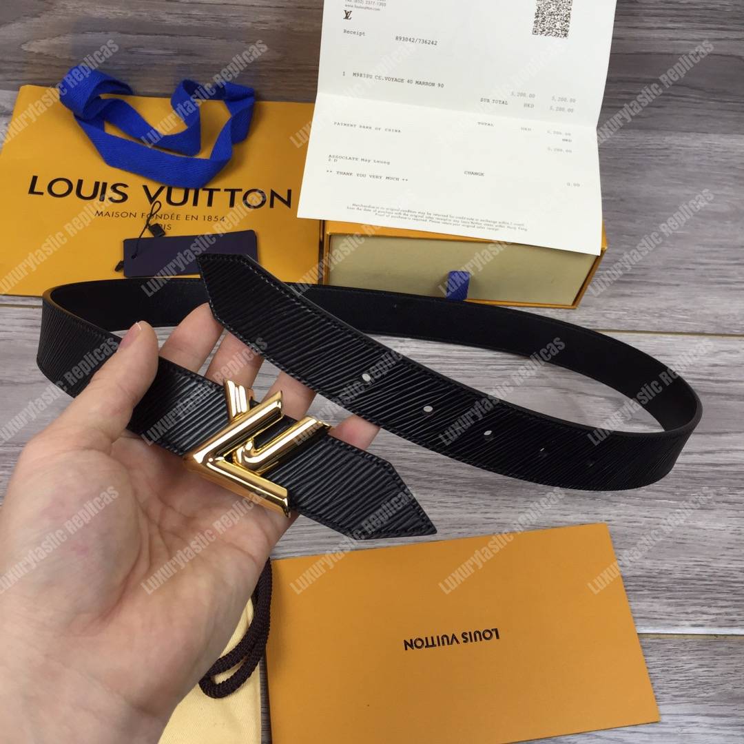 LV Twist 30MM Epi Leather Belt Black