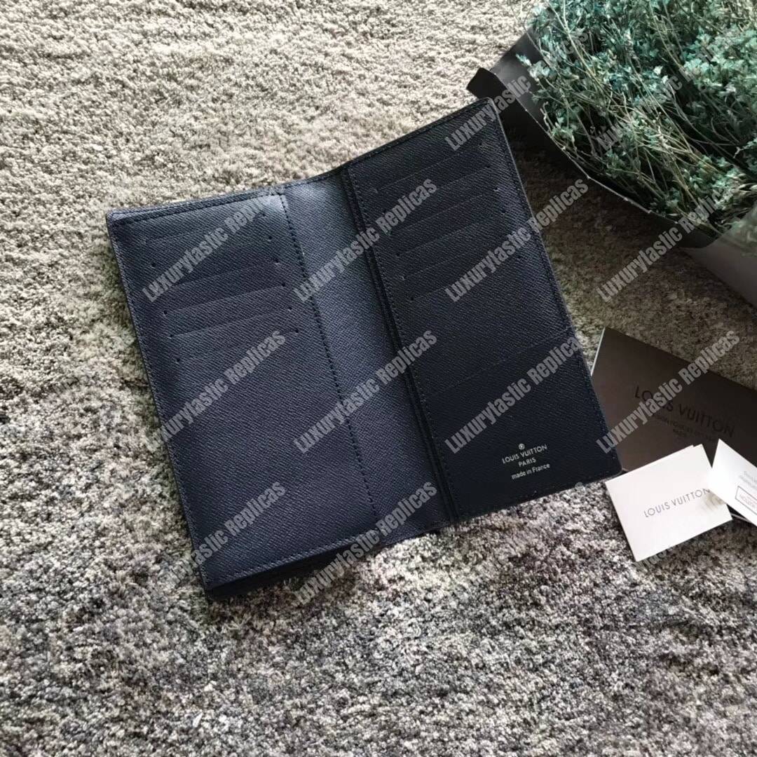 LV Brazza Wallet Taiga Leather Marine Light Blue