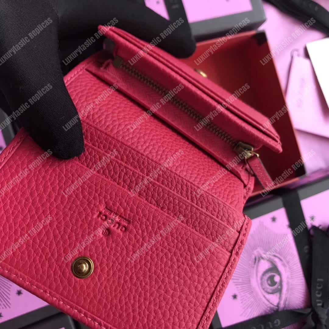 G*u*i gg leather card case with butterfly bright pink
