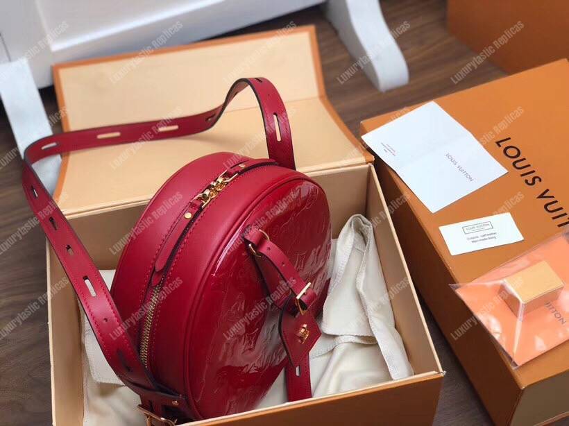 LV Boite Chapeau Souple Monogram Vernis Leather Rouge
