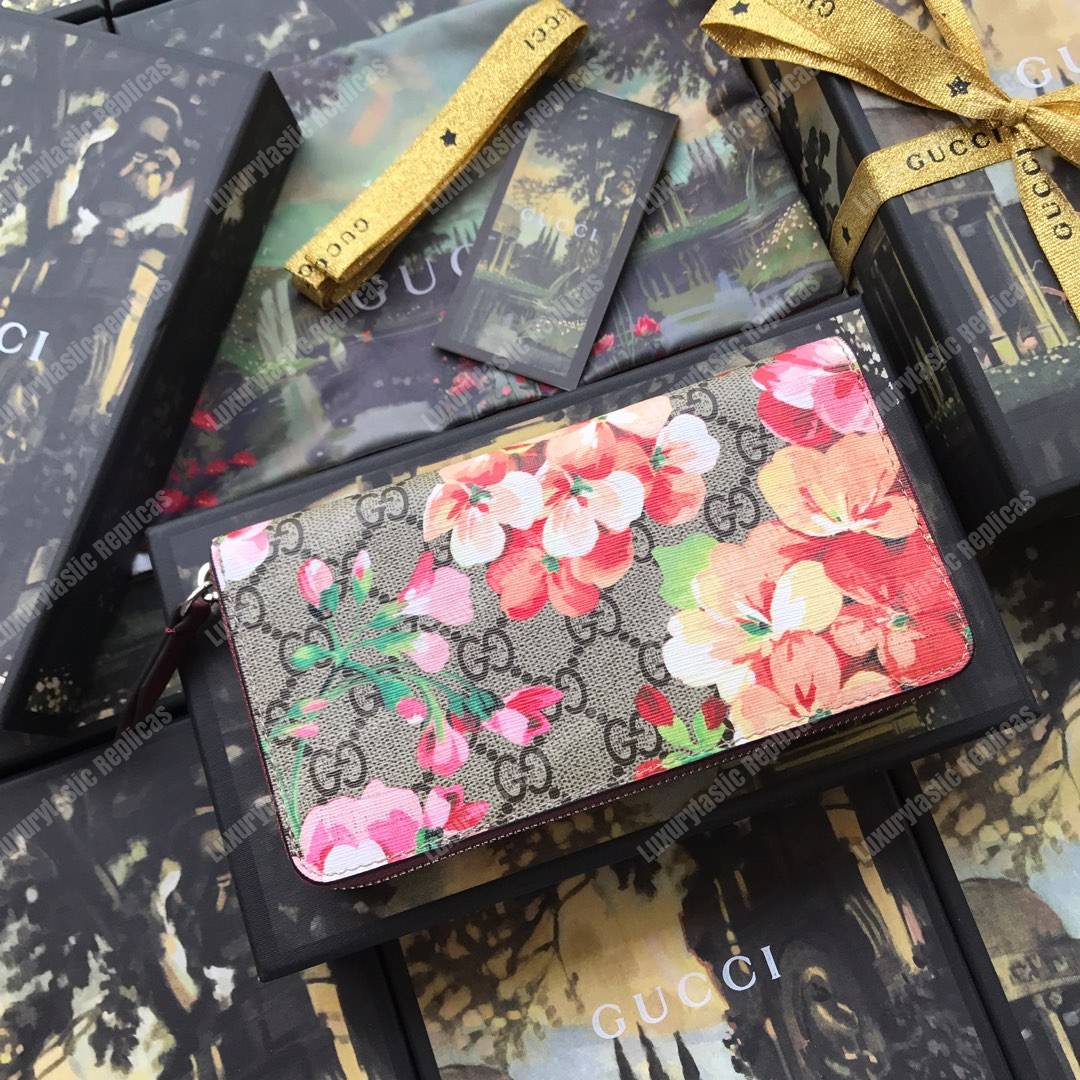 G*u*i gg blooms sup*e zip around wallet antique pink