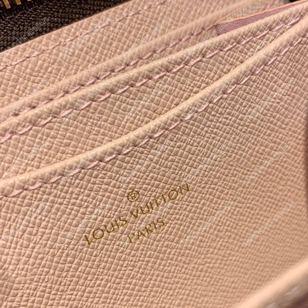 LV Zippy Coin Purse Damier Ebene Rose Ballerine Pink