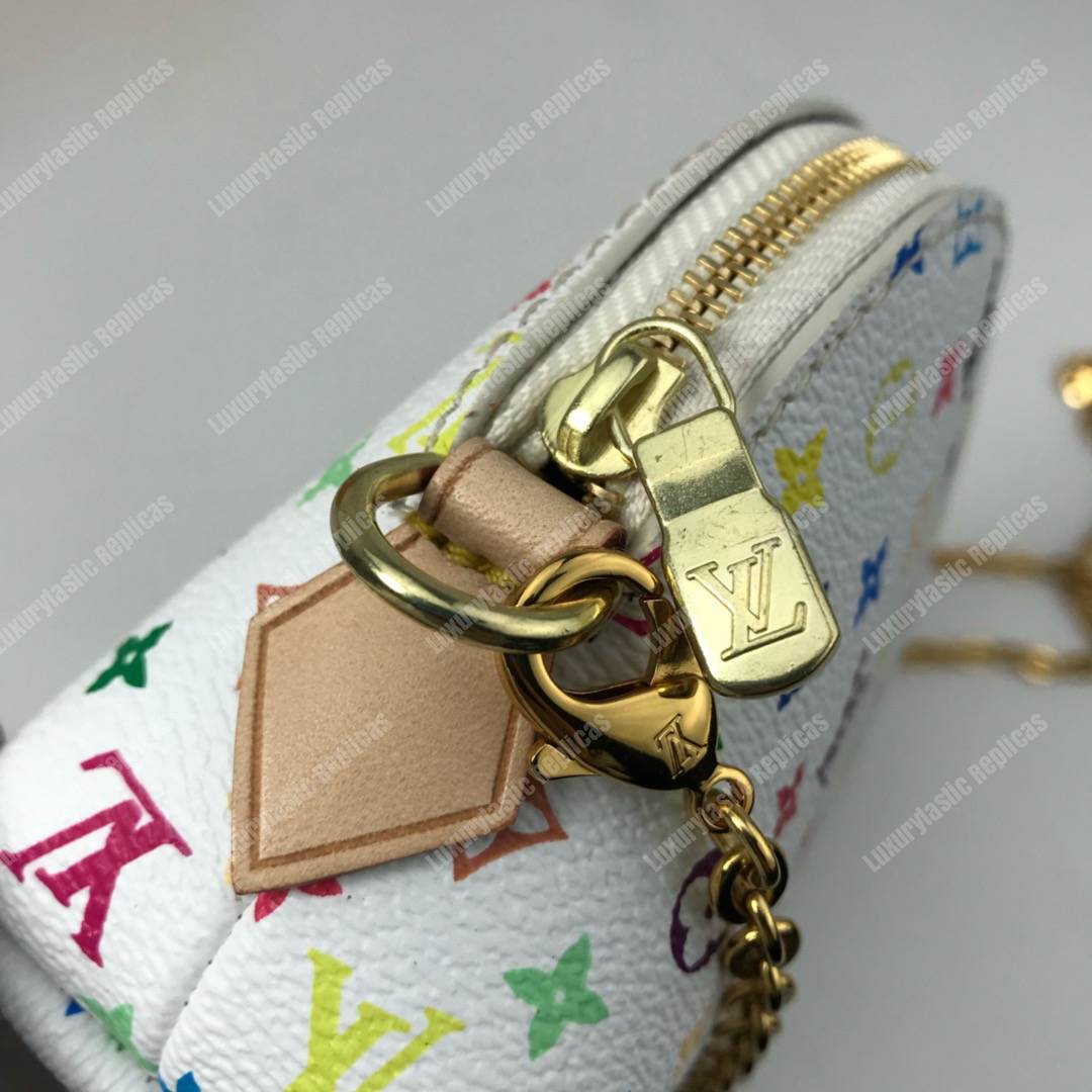 LV Multicolor Cosmetic Pouch GM White