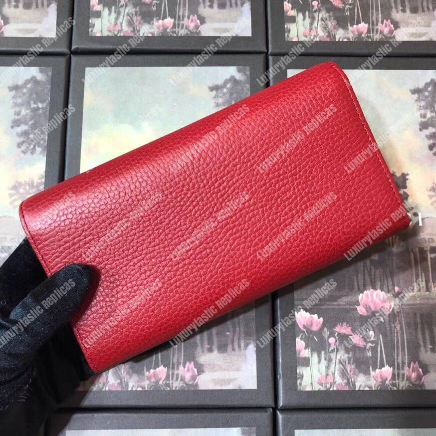 G*u*i garden leather continental wallet red with butterfly
