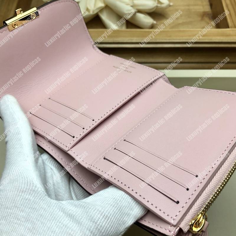 LV Croisette Compact Wallet Damier Ebene canvas w/ grained leather Magnolia