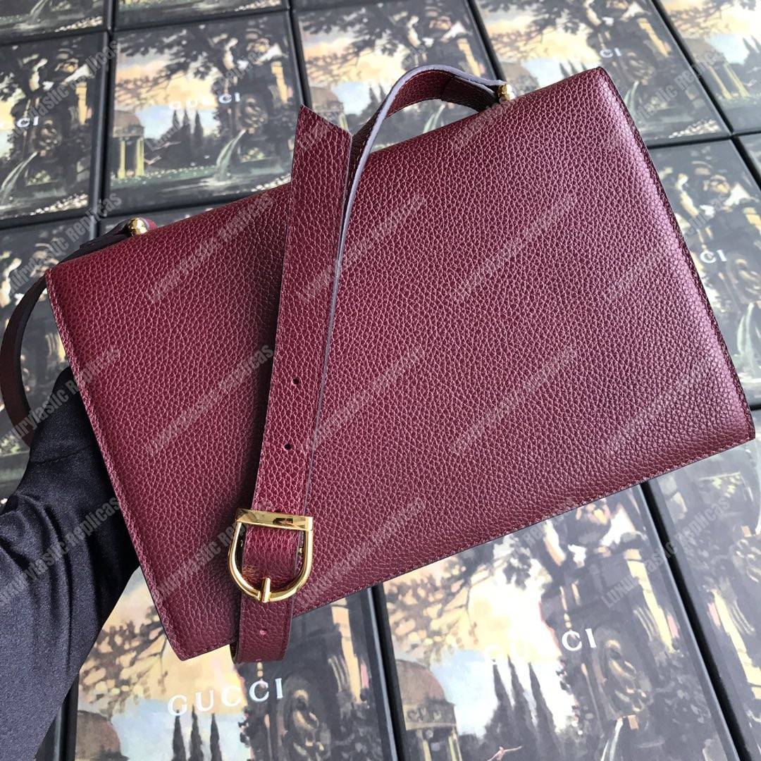 G*u*i zumi grainy leather small shoulder bag burgundy